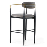 Buchtel Mid-Century Modern Medium Grey + Gold Arm + Black Bar Chair