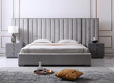 Califonia King Buckley Modern Grey & Black Stainless Steel Bed with Nightstands