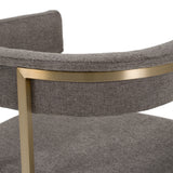 Byron Modern Grey Fabric + Antique Brass Dining Chair