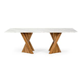 Cadence Modern Walnut & Marble Dining Table