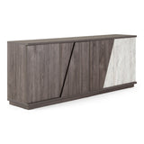 Cairo Modern Grey Elm and White/Grey Marble Pattern Buffet