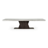 Cairo Italian Modern Faux Marble & Pecan Elm Extendable Dining Table