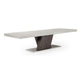 Cairo Italian Modern Faux Marble & Pecan Elm Extendable Dining Table