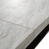 Cairo Italian Modern Faux Marble & Pecan Elm Extendable Dining Table