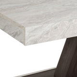 Cairo Italian Modern Faux Marble & Pecan Elm Extendable Dining Table