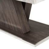 Cairo Italian Modern Faux Marble & Pecan Elm Extendable Dining Table