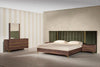 Queen Calabria Modern Walnut & Green Velvet Bedroom Set
