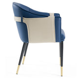 Calderon Blue & Beige Vegan Leather Dining Chair