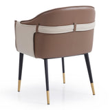 Calderon Modern Brown & Beige Vegan Leather Dining Chair