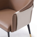 Calderon Modern Brown & Beige Vegan Leather Dining Chair