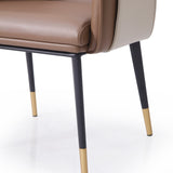 Calderon Modern Brown & Beige Vegan Leather Dining Chair