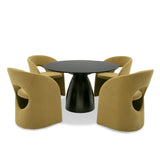 Calexico Contemporary Black Wave Glass Round Dining Table