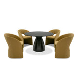 Calexico Contemporary Black Wave Glass Round Dining Table