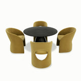 Calexico Contemporary Black Wave Glass Round Dining Table