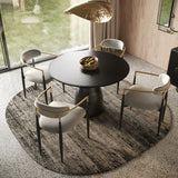 Calexico Contemporary Black Wave Glass Round Dining Table