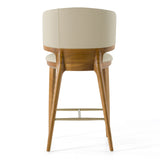 Calvary Mid-Century Modern Beige Vegan Leather + Walnut Counter Chair