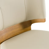 Calvary Mid-Century Modern Beige Vegan Leather + Walnut Counter Chair