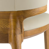 Calvary Mid-Century Modern Beige Vegan Leather + Walnut Counter Chair