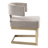 Calvo Modern Off-White Velvet & Brass Dining Chair