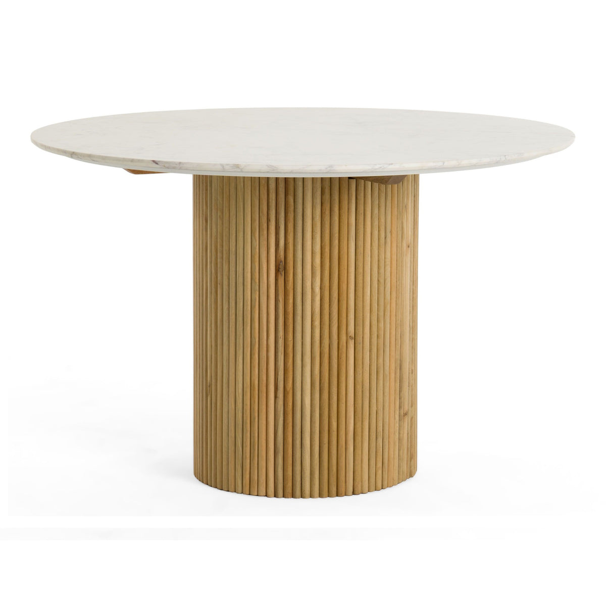 Cambridge White Marble & Mango Round Dining Table
