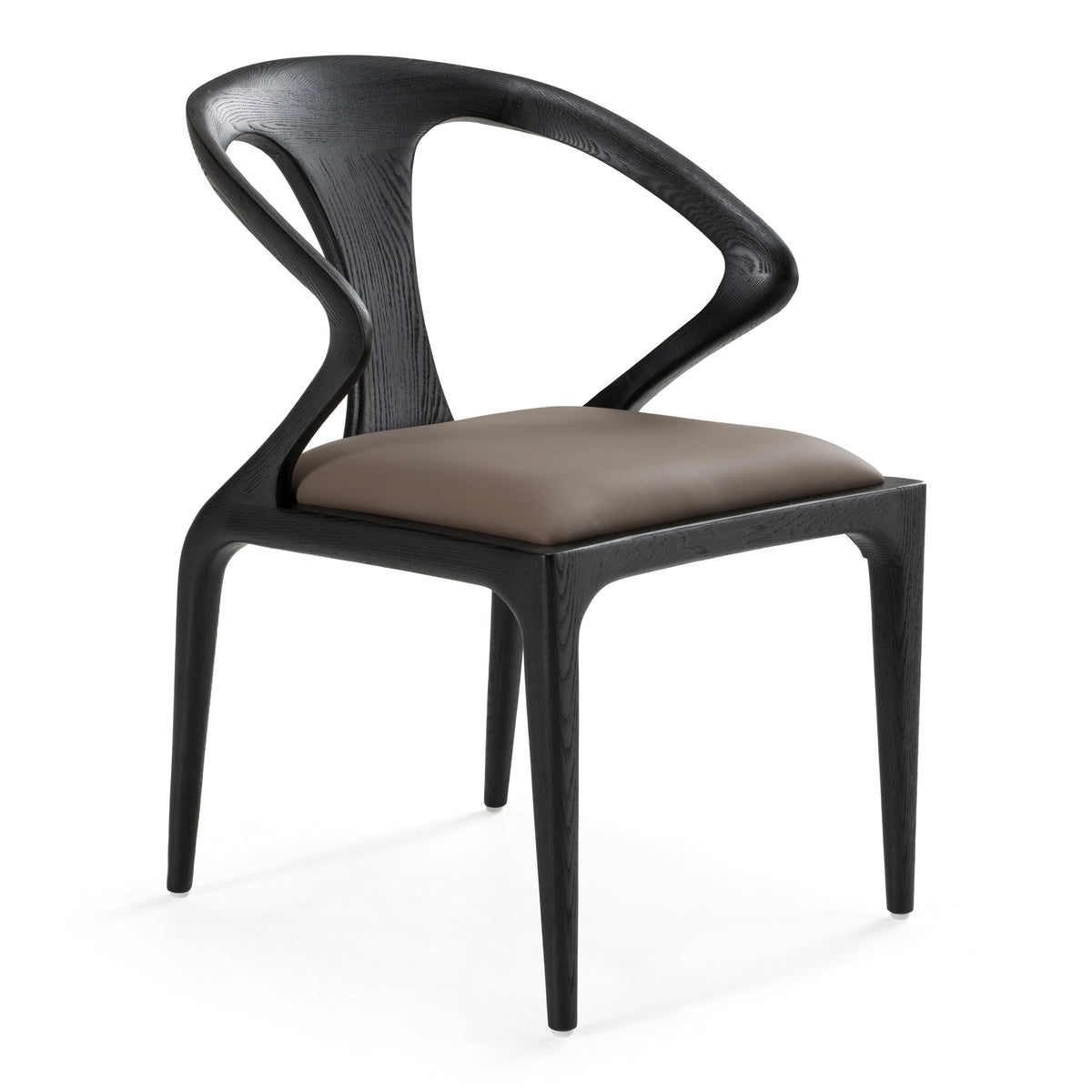 Campbell Mid-Century Modern Grey Leatherette & Black Ash Dining Chair