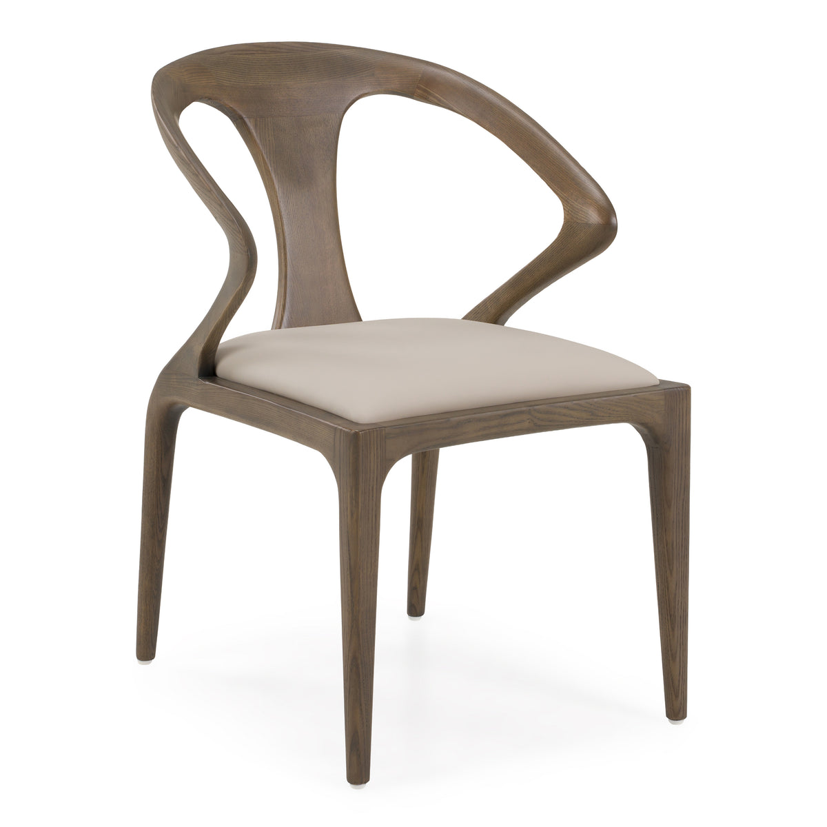 Campbell Mid-Century Modern Grey Leatherette & Grey Ash Dining Chair