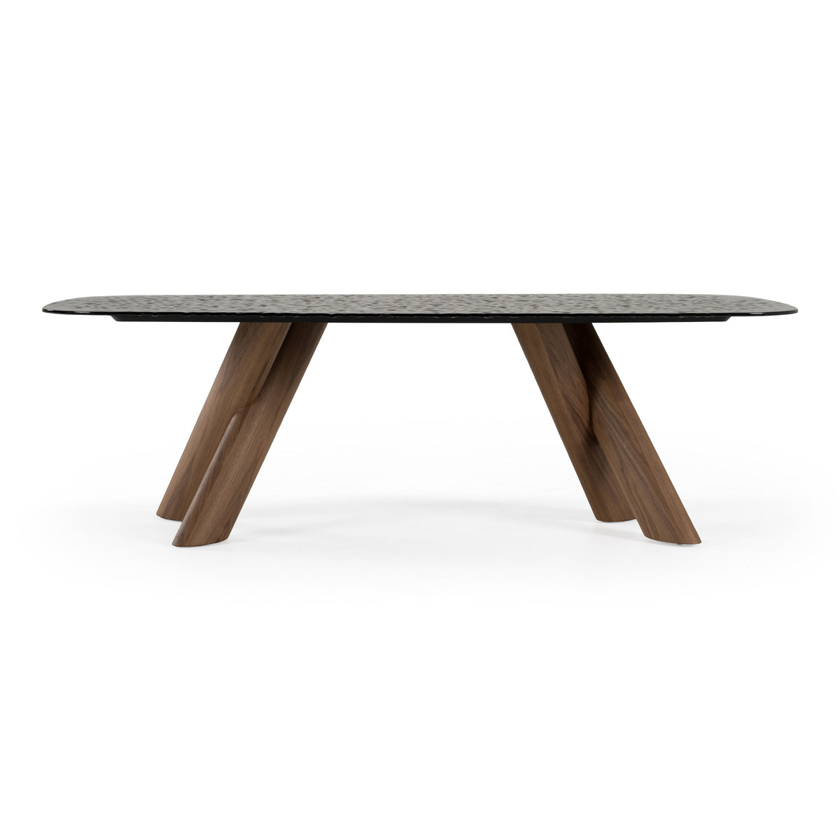 Carnaby Modern Dark Grey Glass + Walnut Dining Table