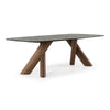 Carnaby Modern Dark Grey Glass + Walnut Dining Table