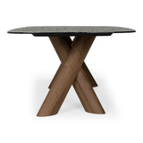 Carnaby Modern Dark Grey Glass + Walnut Dining Table