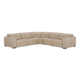 Carney Modern Beige Leather Sectional Sofa + 3 Recliners