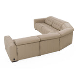 Carney Modern Beige Leather Sectional Sofa + 3 Recliners