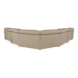 Carney Modern Beige Leather Sectional Sofa + 3 Recliners