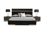 Eastern King Cartier Modern Black Velvet & Brushed Bronze Bed