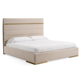 Cartier Modern Beige Velvet + Brushed Brass 4-Piece Bedroom Set