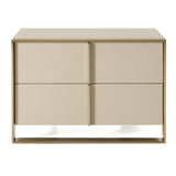 Cartier Modern Beige Shagreen and Brushed Brass Nightstand