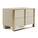 Cartier Modern Beige Velvet + Brushed Brass 4-Piece Bedroom Set