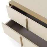 Cartier Modern Beige Shagreen and Brushed Brass Nightstand