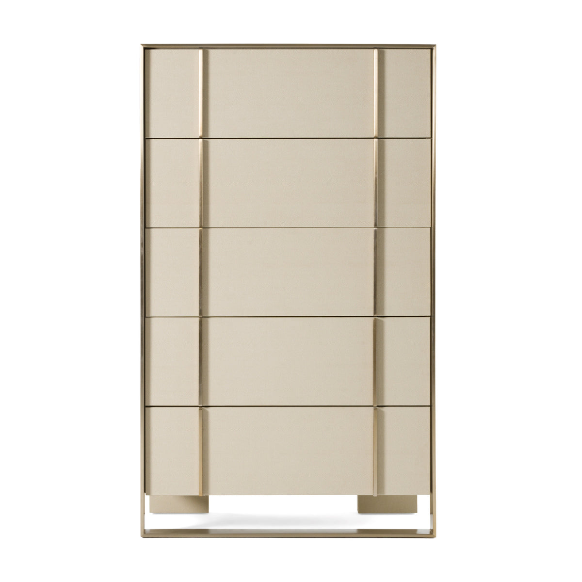 Cartier Modern Beige Shagreen and Brushed Brass Chest