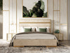 Cartier Modern Beige Velvet + Brushed Brass 4-Piece Bedroom Set