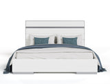 Cartier Modern White Vegan Leather + Stainless Steel 4-Piece Bedroom Set