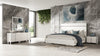 Eastern King Cartier Modern White Vegan Leather + Stainless Steel 4-Piece Bedroom Set
