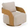 Caruso Modern Beige Fabric + Natural Oak Swivel Accent Chair