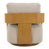 Caruso Modern Beige Fabric + Natural Oak Swivel Accent Chair