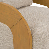 Caruso Modern Beige Fabric + Natural Oak Swivel Accent Chair