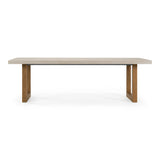 Cascais Outdoor Grey + Faux Travertine + Eucalyptus Dining Table