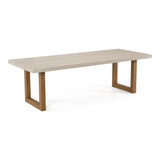 Cascais Outdoor Grey + Faux Travertine + Eucalyptus Dining Table Set