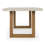 Cascais Outdoor Grey + Faux Travertine + Eucalyptus Dining Table