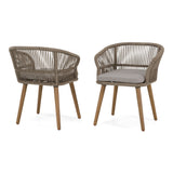 Cascais Outdoor Light Grey Fabric + Eucalyptus Dining Chair (Set of 2)