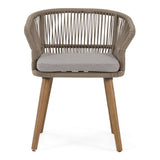 Cascais Outdoor Light Grey Fabric + Eucalyptus Dining Chair (Set of 2)