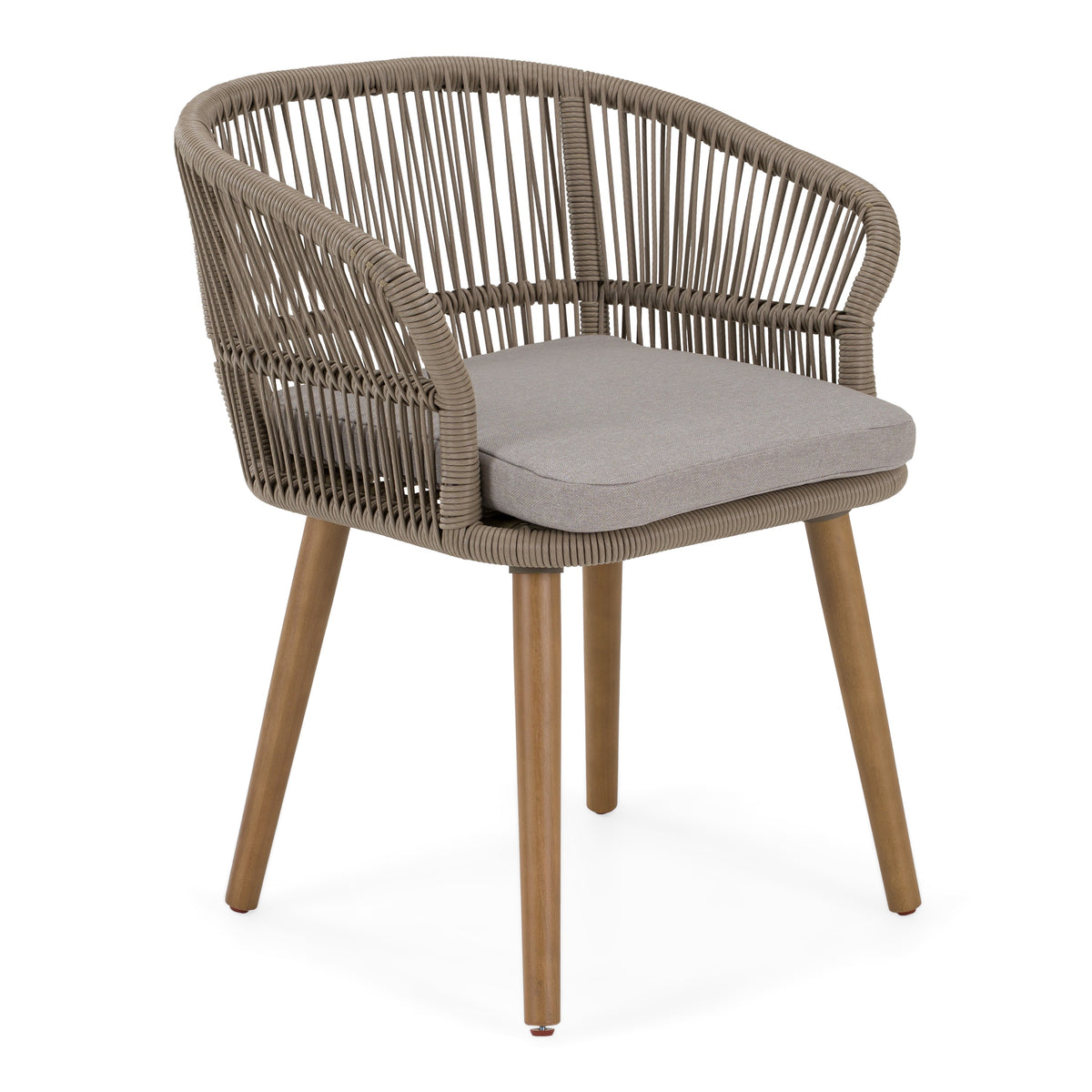 Cascais Outdoor Light Grey Fabric + Eucalyptus Dining Chair (Set of 2)